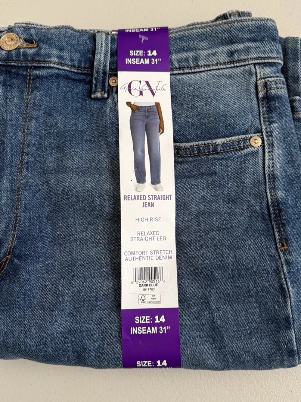 Gloria Vanderbilt Relaxed Straight Jeans - Dark Blue